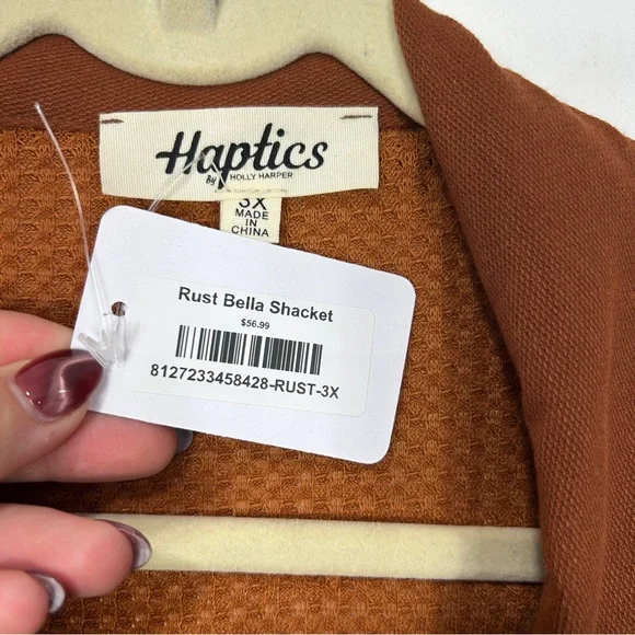 Haptics NWT Burnt Orange Waffle Knit Shacket H19 - Picture 2 of 6